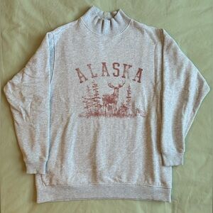 Oversized Grey Alaska Mock-neck Sweatshirt